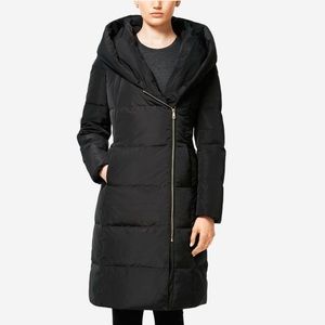 Cole Haan Asymmetrical Pillow-Collar Puffer Coat in Black